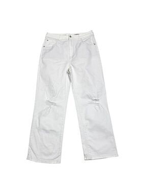 ANTHROPOLOGIE PILCRO Wide Leg Loose Baggy Fit White Denim Jeans Womens 31